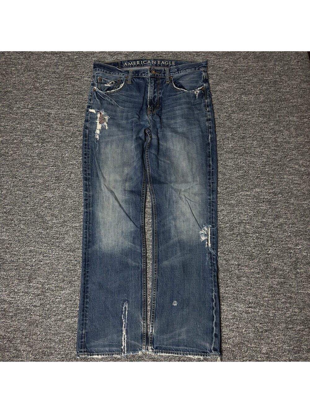 Y2K American Eagle Bootcut Jeans Mens 34x34 Distressed